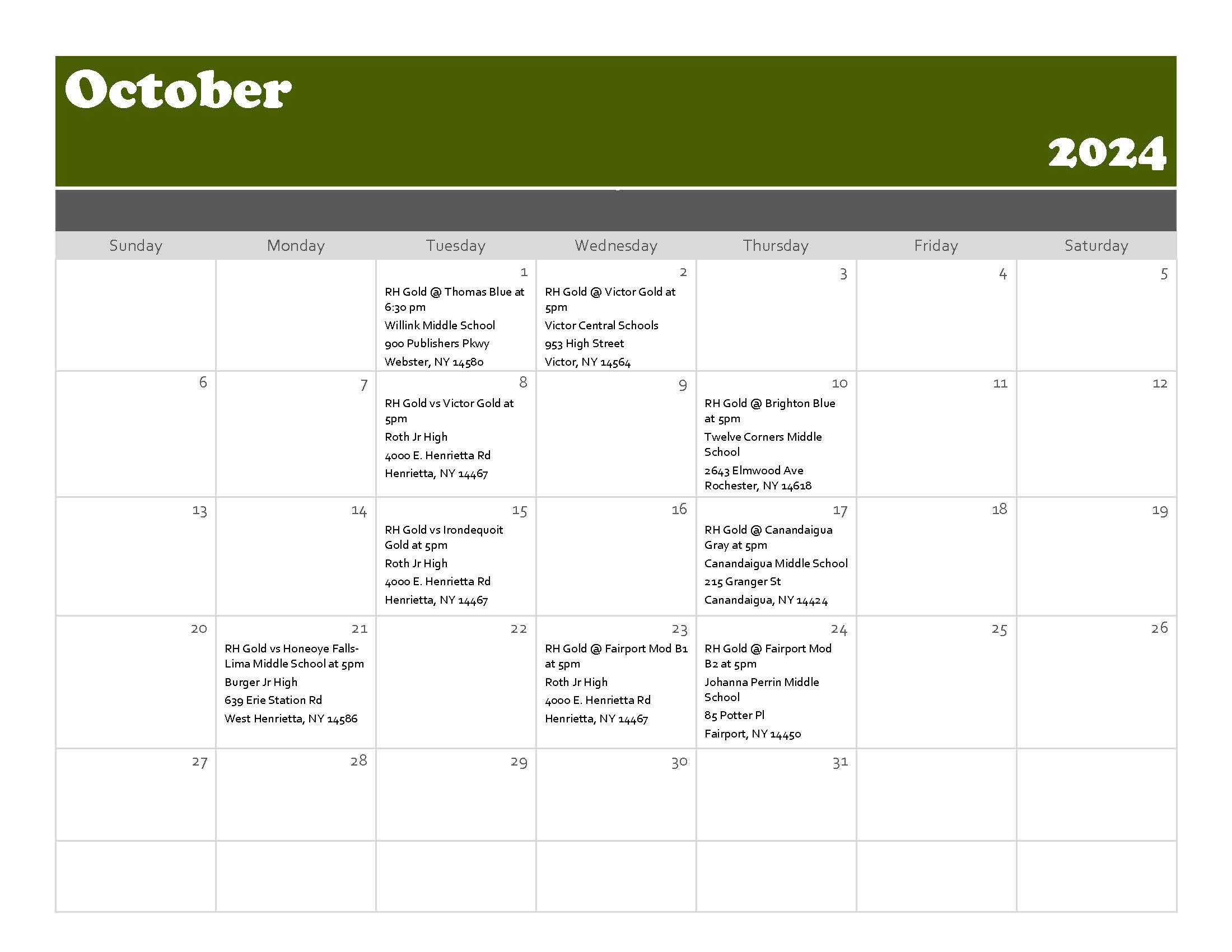 volleyball calendar